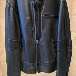 Men's Sleek Black Leather Performance Jacket